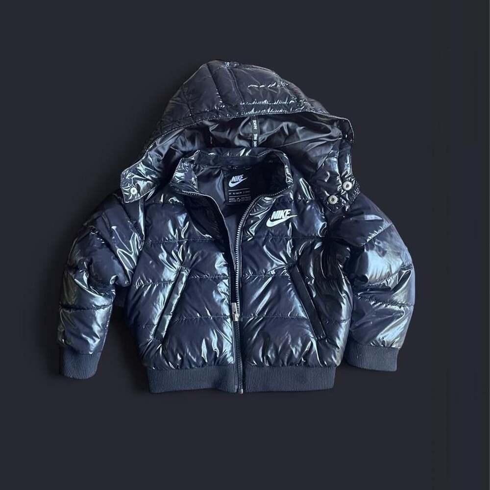 Nike Puffer Jacket Size 3T Black Glossy Winter Coat Youth